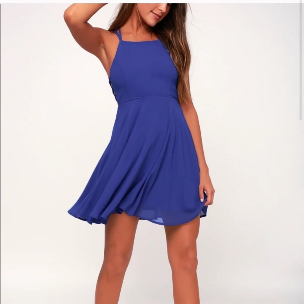 Lulus royal blue good deeds skater dress